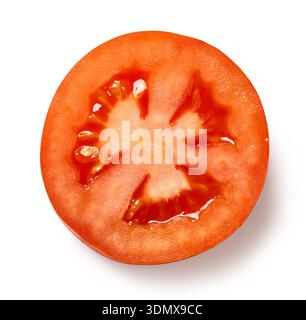 slice of fresh red tomato isolated on white background, top view Stock Photo