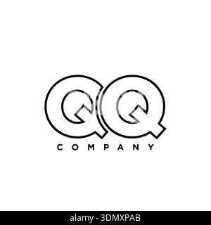 Trendy letter Q and Q, QQ logo design template. Minimal monogram initial based logotype for company identity. Stock Vector