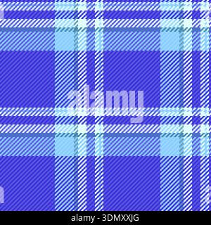 Vibrant blue plaid pattern with intricate interwoven lines of varying blue hues and crisp white accents, offering a classic yet fresh aesthetic. Stock Vector