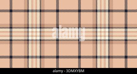 Old texture tartan vector, template check background textile. Checkered fabric plaid seamless pattern in orange and dark colors palette. Stock Vector