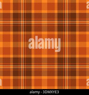 Clan seamless plaid pattern, robe background vector fabric. Random textile texture tartan check in orange and wheat colors palette. Stock Vector