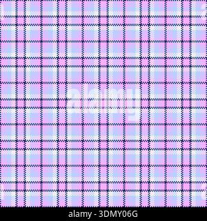 Seamless pixel art plaid pattern in pastel pink and blue. This geometric digital tartan background is ideal for retro gaming themes, textile prints, a Stock Vector