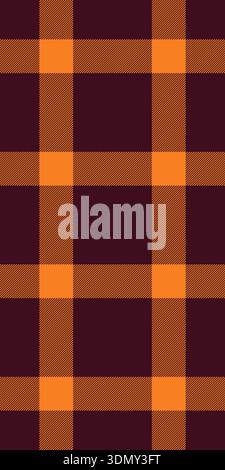 Napkin pattern texture fabric, pride textile check plaid. Reel vector tartan seamless background in dark and orange colors palette. Stock Vector