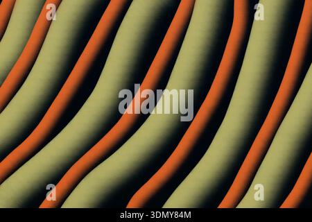 This image showcases abstract wavy color gradients, featuring a smooth transition of muted ochre and olive hues. The design creates a harmonious blend Stock Photo