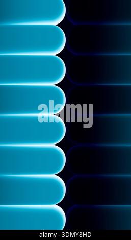 3D abstract design featuring smooth, rounded light blue shapes, seamlessly contrasted with other dark rounded shapes. The pattern creates a modern, dy Stock Photo