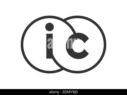 IC business company emblem with outline rounds and letters i c. Logo template of two merged circles for brand identity, logotype. Vector Infinity symb Stock Vector