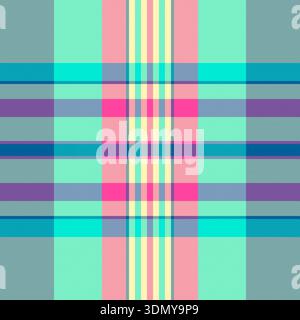 Kind texture plaid textile, rural check seamless background. Male fabric vector pattern tartan in light and cyan colors palette. Stock Vector