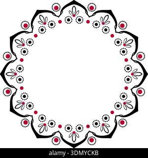 Black red bohemian ornamental frame without text Stock Vector