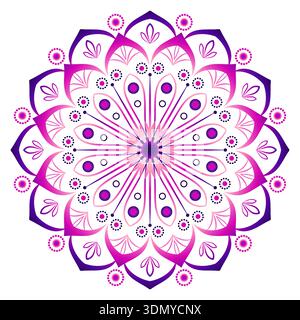 Kaleidoscope round mandala shades of purple pink Stock Vector
