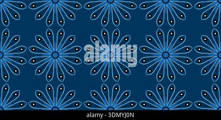 Light blue flowers on dark blue background Stock Vector