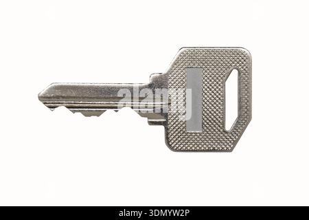 Silver key isolated on white background Stock Photo