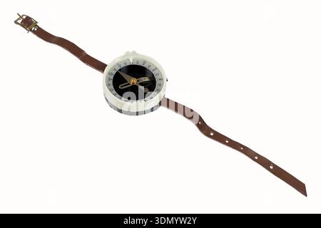 Vintage magnetic compass isolated on white background Stock Photo