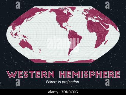 Western Hemisphere world map using Eckert VI projection, centered on the Western Hemisphere. Stock Vector