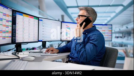 Employee Using Kanban Board Software To Monitor Appointments And Schedule. Stock Photo