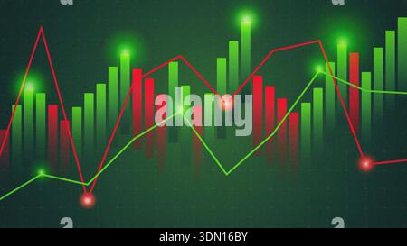 Market analysis shows rising and falling trends in stock performance over time Stock Photo