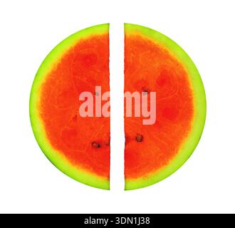 two watermelon slices, isolated on white Stock Photo