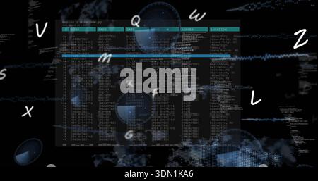 Displaying terminal showing table with REDACTED entries, cyan row in HUD, deploy:minecode Stock Photo