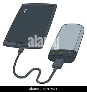 vector set of smartphone charging via power bank Stock Vector