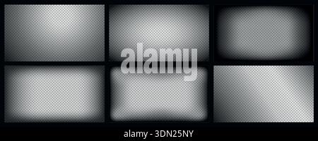 Black gradient overlay. Cinematic dark vignette, gradient fade, radial shadow photo border, film background for horror effect. Soft vector mask with Stock Vector