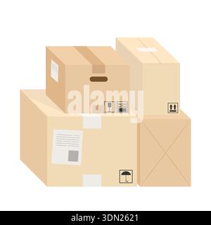 Stacked cardboard shipping boxes vector illustration for logistics and moving Stock Vector
