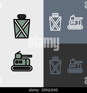 Military symbol or clipart set - filled and outlined symbols. Stock Vector