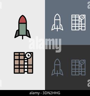 Military symbol or clipart set - filled and outlined symbols. Stock Vector