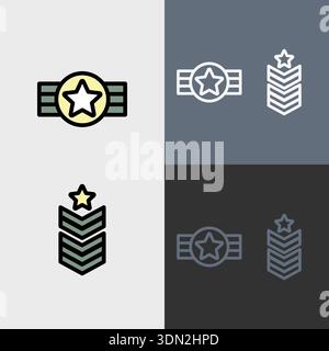 Military symbol or clipart set - filled and outlined symbols. Stock Vector