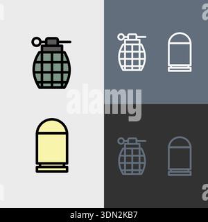 Military symbol or clipart set - filled and outlined symbols. Stock Vector
