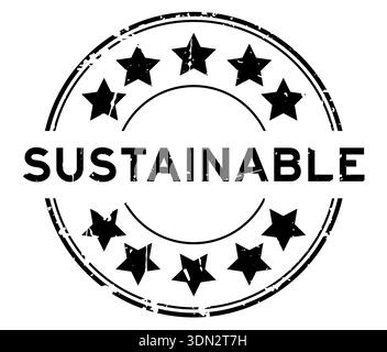 Grunge green carbon credit word with star icon round rubber seal stamp ...