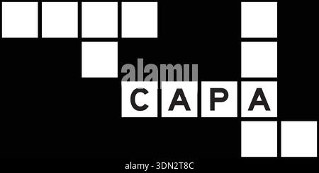 Alphabet letter in word CAPA (abbreviation of corrective action and preventive action) on crossword puzzle background Stock Vector