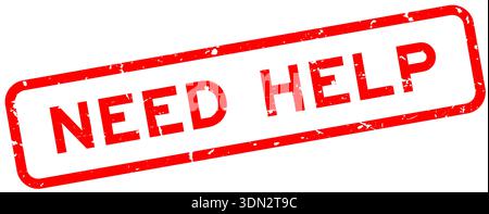 Grunge red need help word square rubber seal stamp on white background Stock Vector