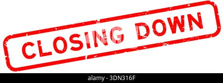 Grunge red closing down word square rubber seal stamp on white background Stock Vector