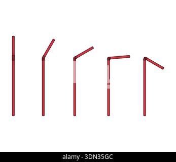 Set of plastic straw icon, party tube drink equipment symbol, vector illustration . Stock Vector