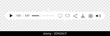 Minimized video player bar or audio player control panel Stock Vector