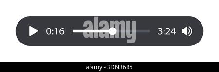 Minimized video player bar or audio player control panel Stock Vector