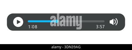 Minimized video player bar or audio player control panel Stock Vector