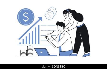 Business Coaching and Financial Growth Mentorship Illustration Stock Vector