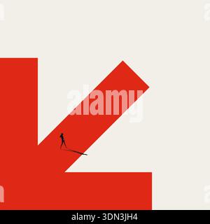 A minimal vector illustration of a business woman making a decision about her direction. This concept explores choosing the right career path, opportu Stock Vector