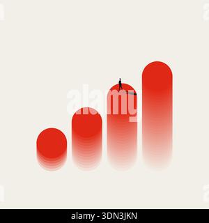 This abstract vector illustration features a gradient circle representing business growth and success. A minimal concept for ambition, opportunity, an Stock Vector