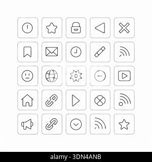 Minimal Rounded UI Line Icons Set for Mobile and Web Apps Stock Vector