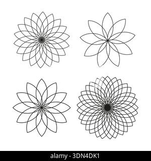 Sophisticated floral Vector. Architectural bloom patterns. Minimalistic plant symbols. Ornamentation petal structures. Stock Vector