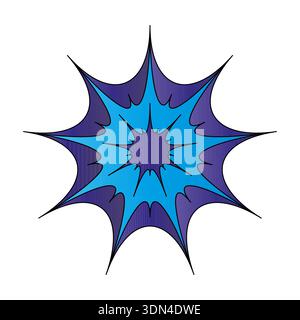 Blue starburst icon. Spiky splash symbol. Sharp explosion Vector. Purple burst shape. Stock Vector