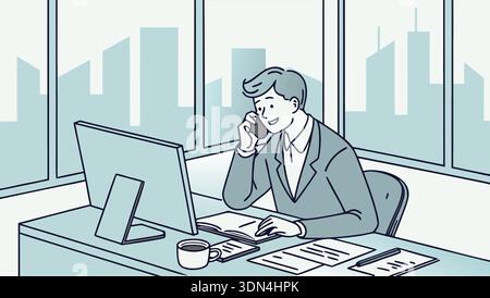 businessman working in office Stock Vector