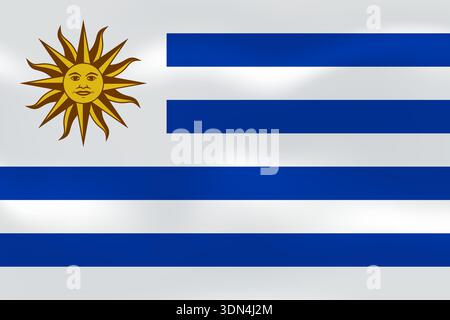 Uruguay flag with wavy silk effect. Vector flag symbolizing national pride, identity, heritage, patriotism and authority Stock Vector