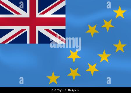 Tuvalu flag with wavy silk effect. Vector flag symbolizing national pride, identity, heritage, patriotism and authority Stock Vector