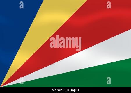 Seychelles flag with wavy silk effect. Vector flag symbolizing national pride, identity, heritage, patriotism and authority Stock Vector