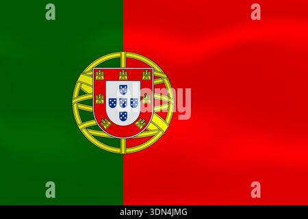 Portugal flag with wavy silk effect. Vector flag symbolizing national pride, identity, heritage, patriotism and authority Stock Vector