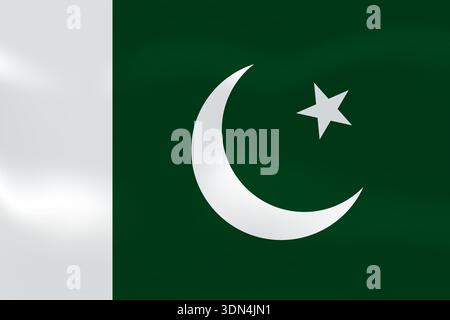 Pakistan flag with wavy silk effect. Vector flag symbolizing national pride, identity, heritage, patriotism and authority Stock Vector