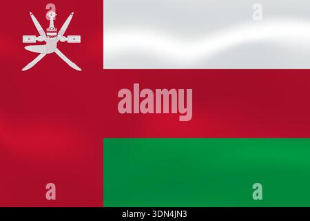 Oman flag with wavy silk effect. Vector flag symbolizing national pride, identity, heritage, patriotism and authority Stock Vector
