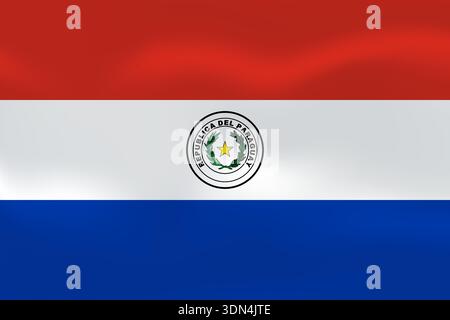 Paraguay flag with wavy silk effect. Vector flag symbolizing national pride, identity, heritage, patriotism and authority Stock Vector
